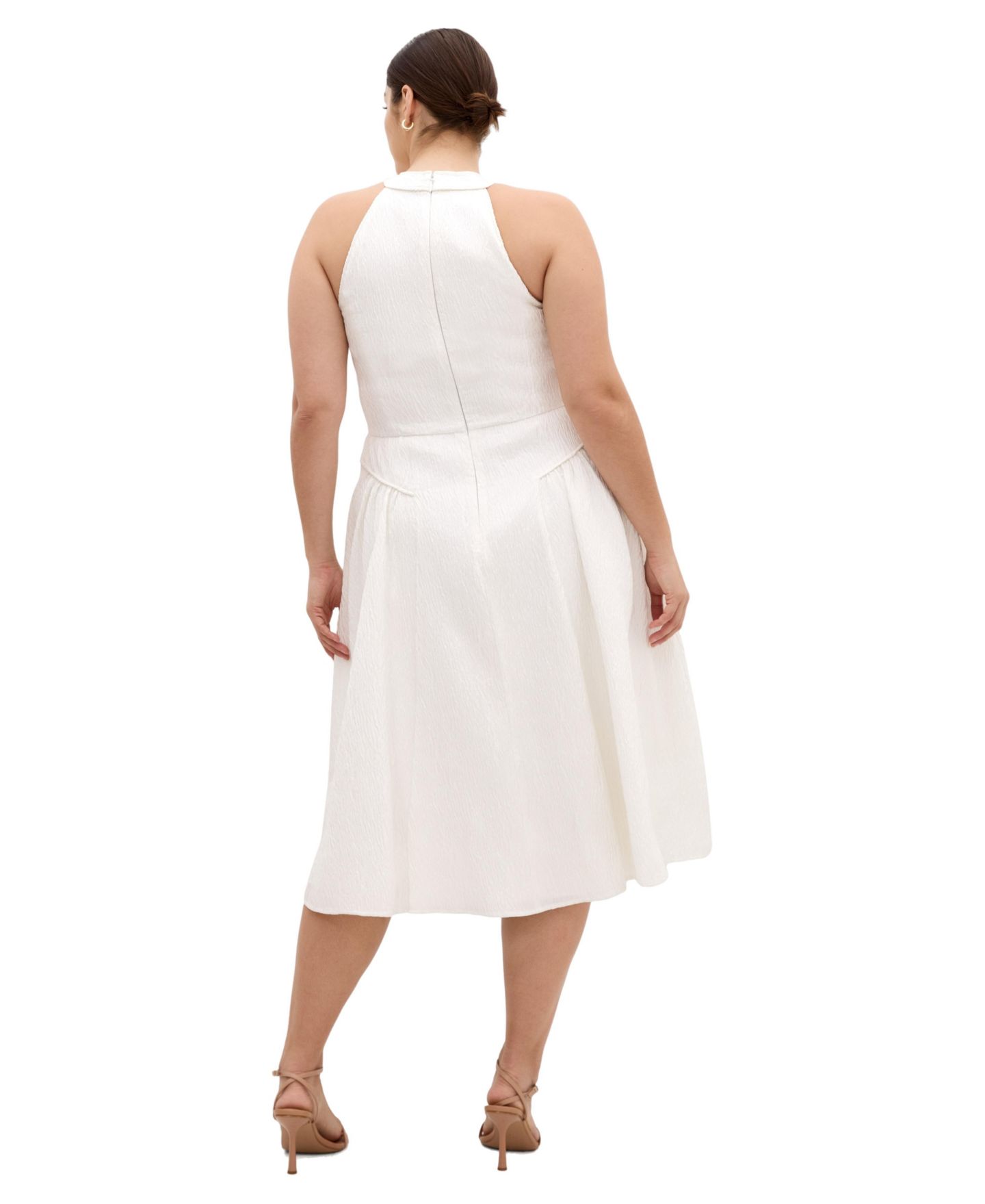 Женское платье CITY CHIC Plus Size Halter Jacquard A-Line Midi, цвет: Слоновая кость — фото 2