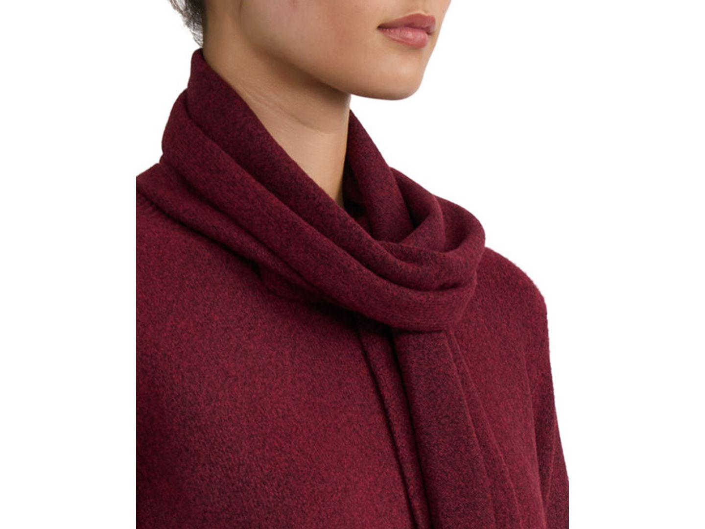 Женский свитер Jones New York Detachable Fringe Scarf Turtleneck, цвет: Винный — фото 3