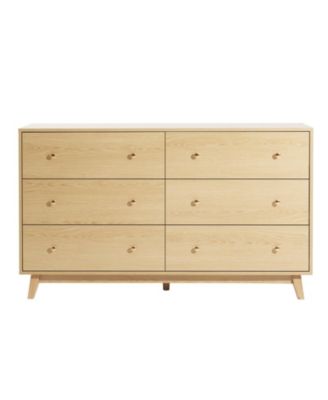 Wooden 6 Drawer Dresser for Living Room and Entryway Storage