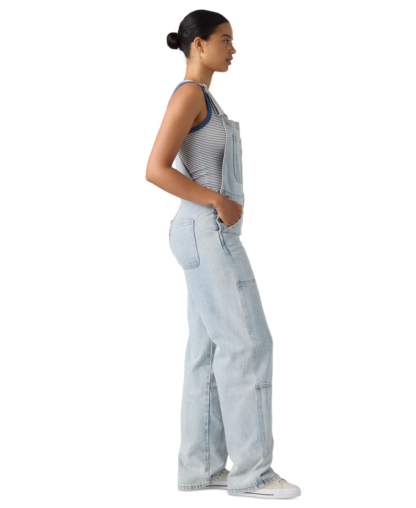 Женский комбинезон Levi's Utility Overall Wide-Leg Denim Overalls, цвет: Серо-бежевый — фото 3