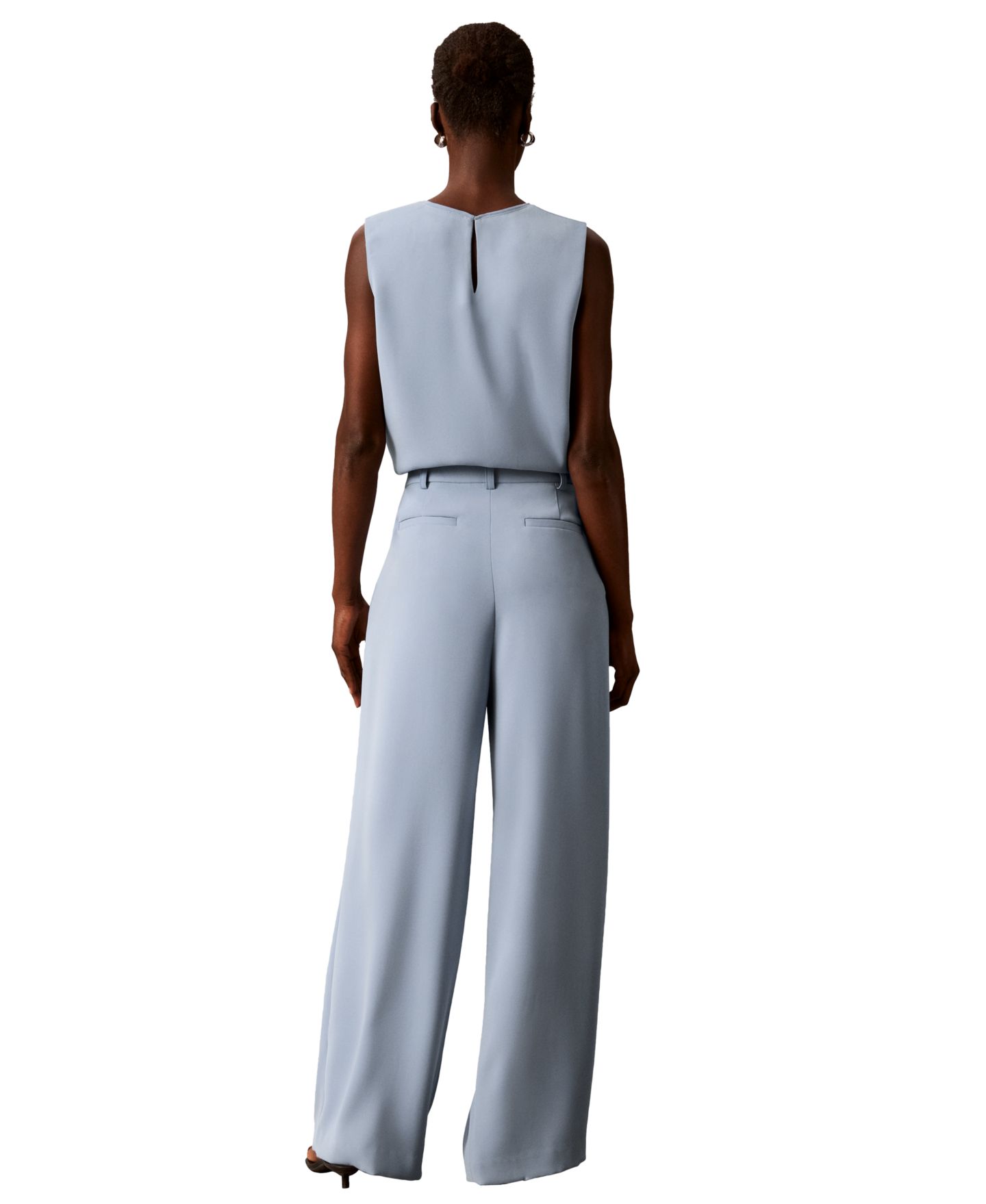 Женские брюки Calvin Klein High-Rise Double-Pleat Wide-Leg, цвет: Синий бриллиантовый — фото 5
