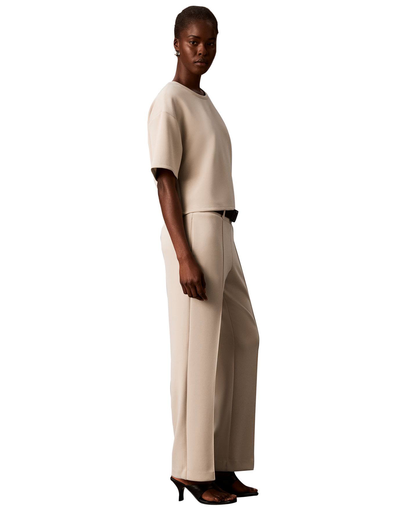 Женские брюки Calvin Klein Pull-On High-Rise Wide-Leg, цвет: Abalone — фото 4