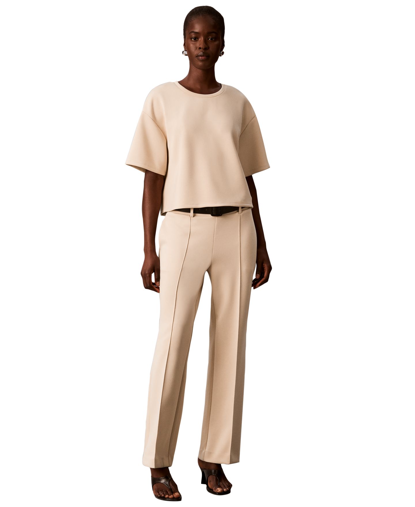 Женские брюки Calvin Klein Pull-On High-Rise Wide-Leg, цвет: Abalone — фото 3