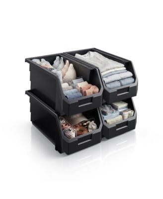 Large Open Front Stackable Clothing Storage Bin - Closet and Wardrobe Organizer