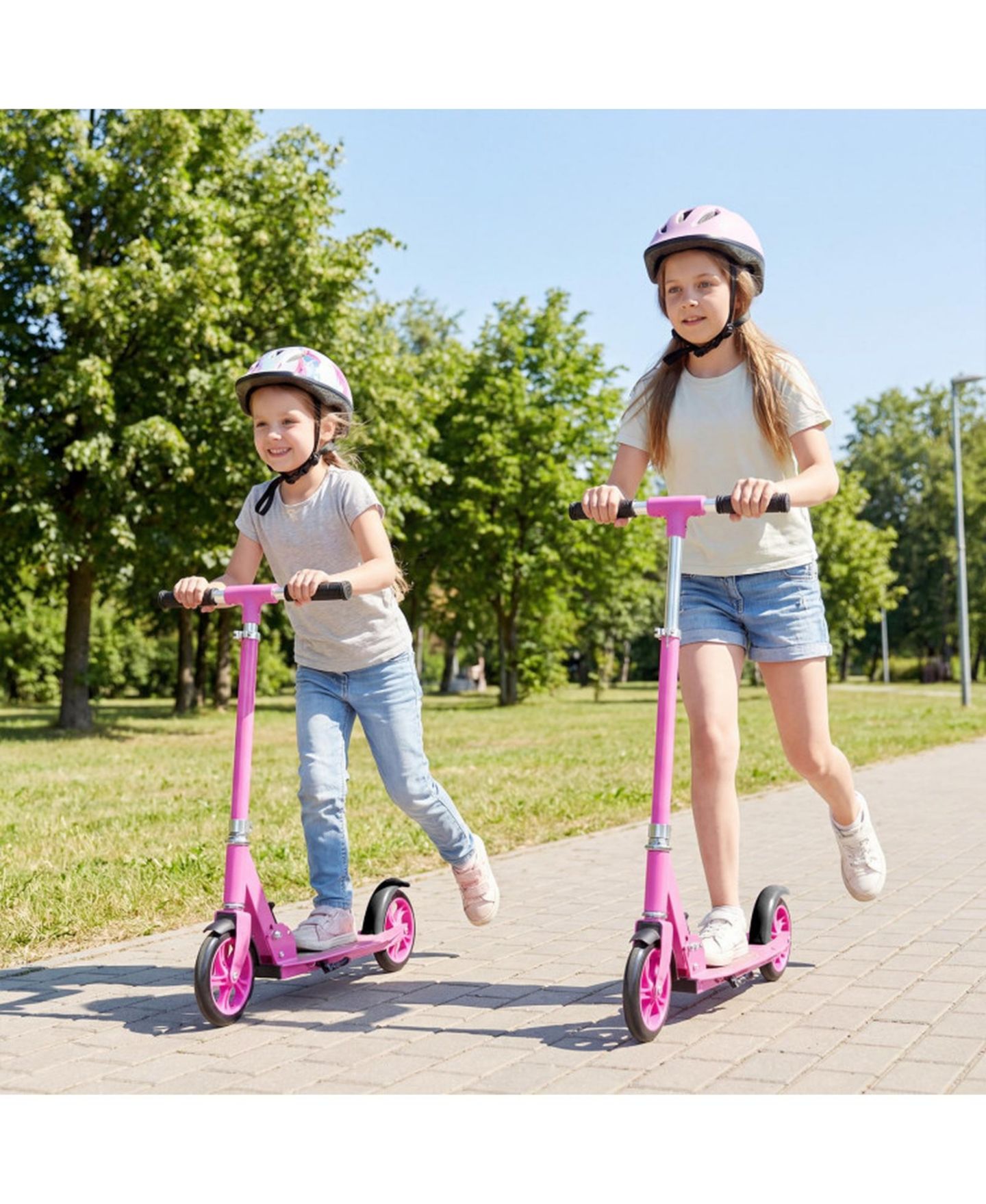 Детская игрушка SUGIFT Folding Aluminum Alloy Scooter with 3 Adjustable Heights for Kids and Adults, цвет: Розовый — фото 10