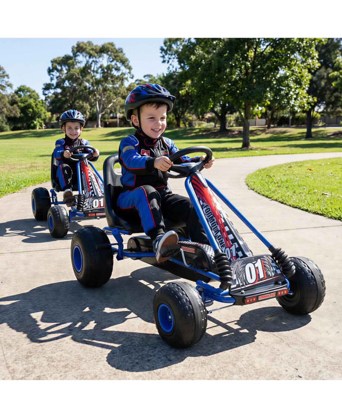 Детская игрушка SUGIFT Kids 4-Wheel Pedal Go Kart with Adjustable Seat and Multi-Terrain Wheels, Ages 3-8, цвет: Тёмно-синий — фото 10