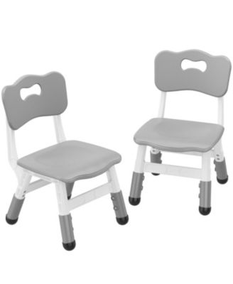 4 Pack Height Adjustable Kids Plastic Chairs with Ergonomic Backrest, Non Slip Feet, Stackable
