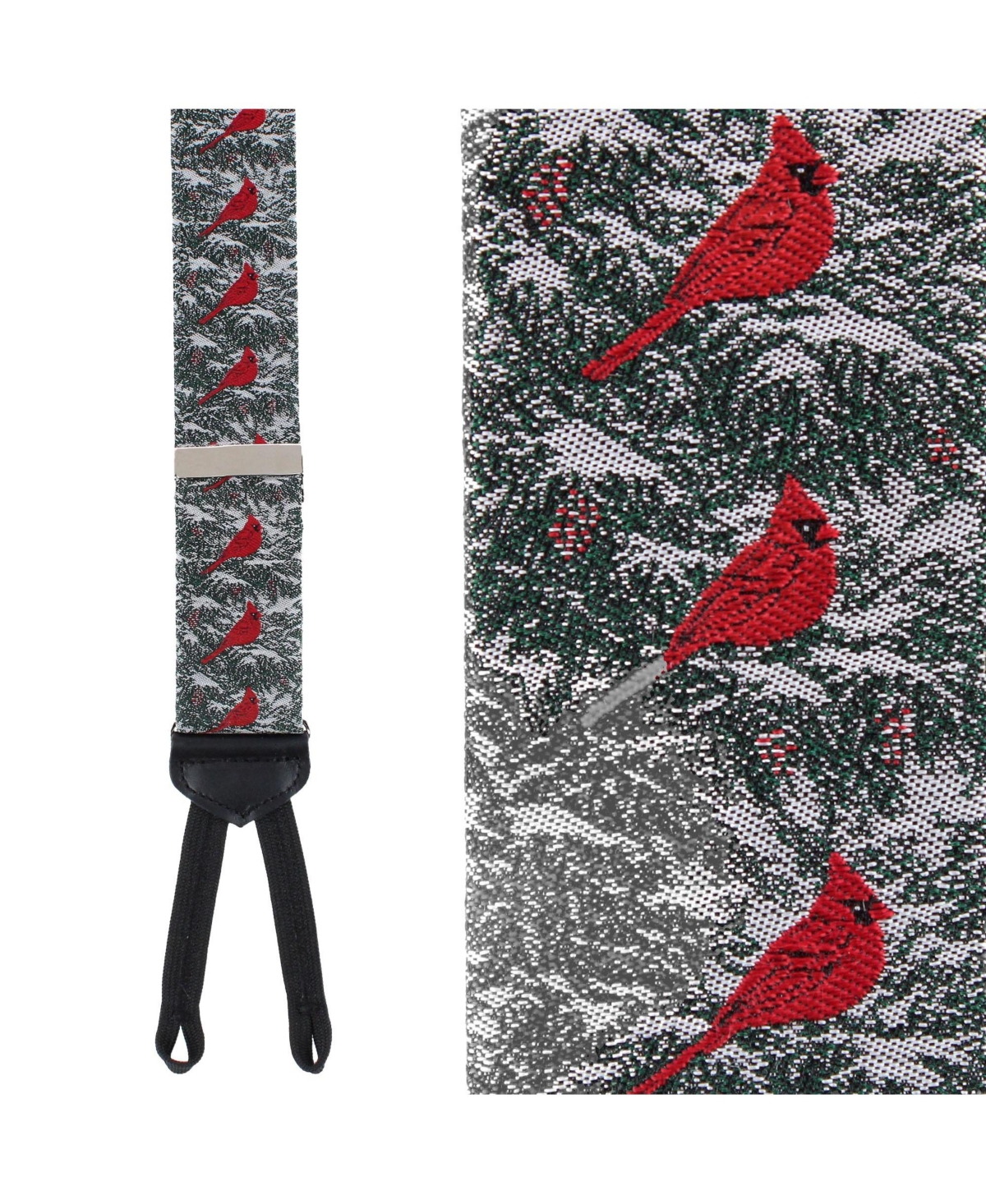 Trafalgar Men's The Snowy Virginia Nightingale Silk Formal End Suspenders