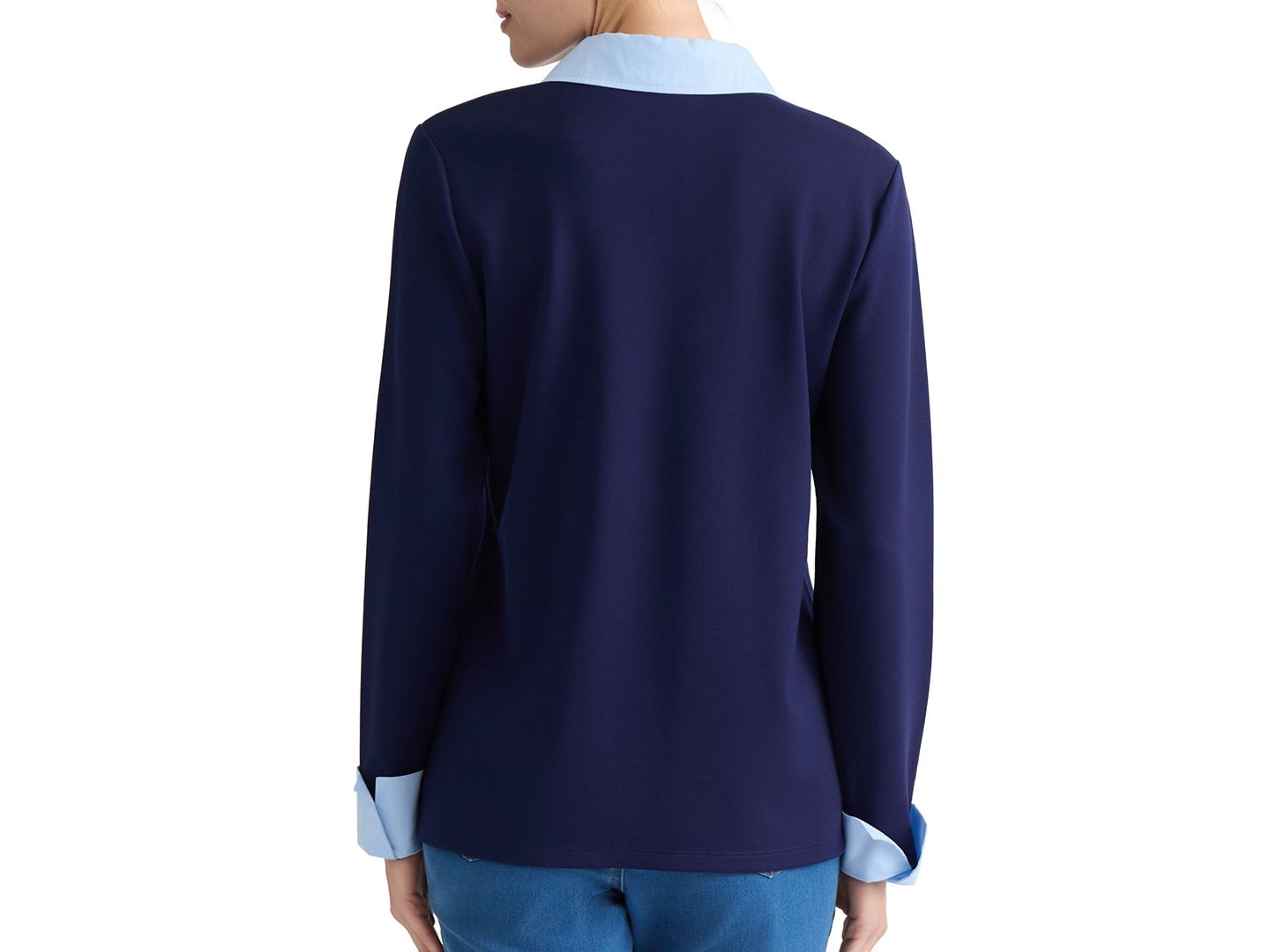 Женский топ Jones New York V-Neck Twofer, цвет: Тёмно-синий / Синий — фото 4