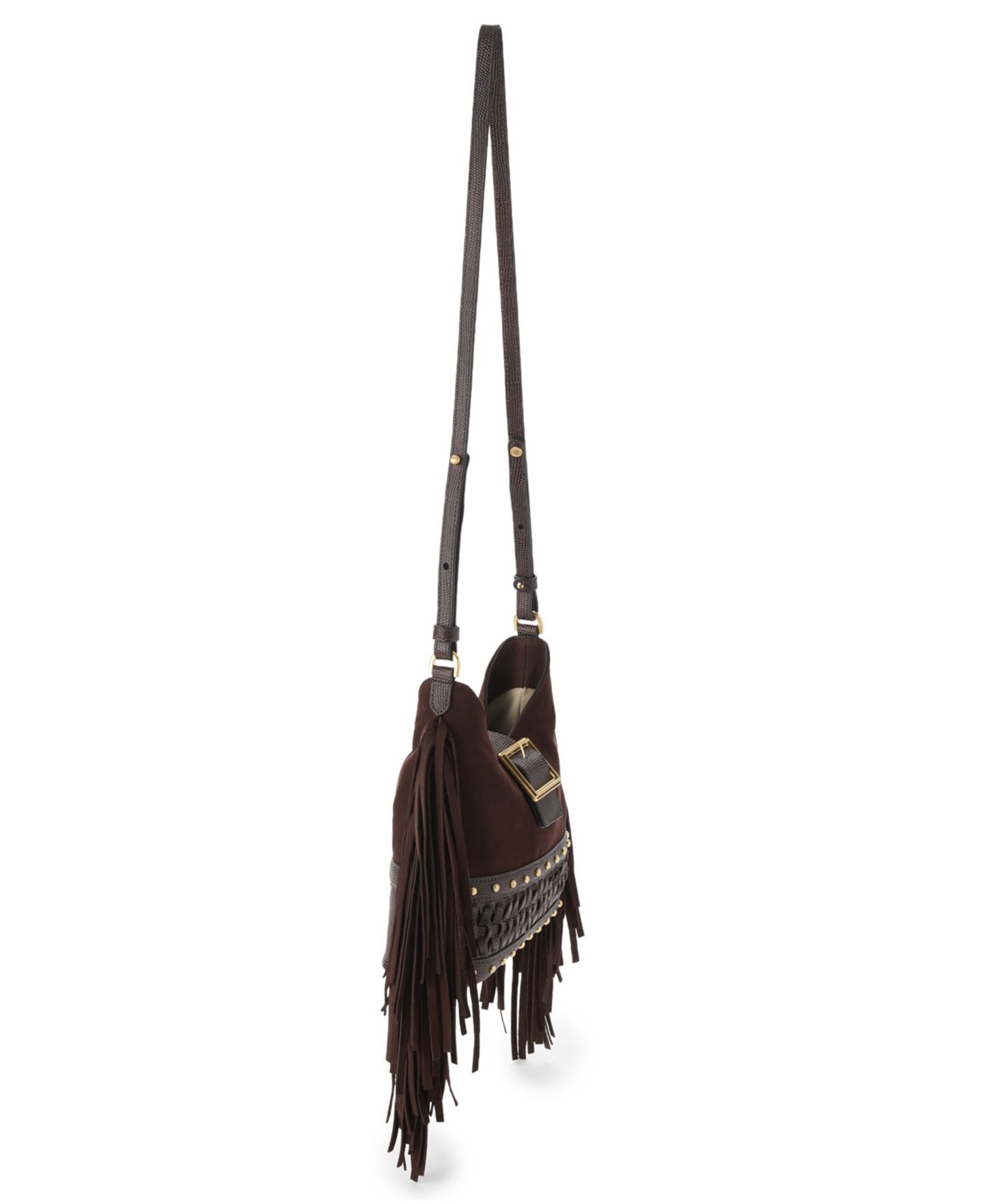 Женская сумка Brahmin Gwynne Small Suede Crossbody, цвет: Шоколадный — фото 3