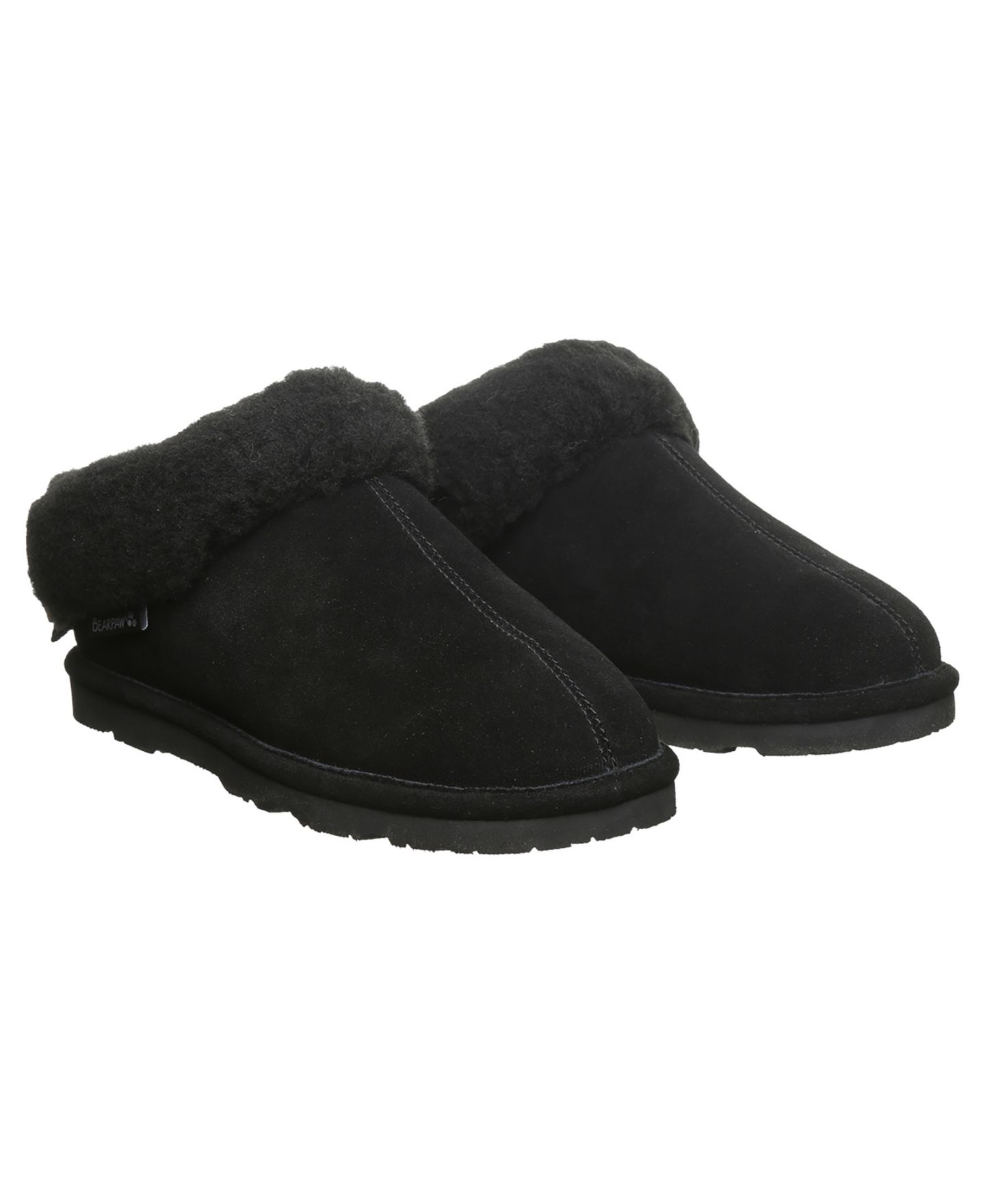 Женские тапочки BEARPAW Delanie Suede Slip-On Slippers, цвет: Чёрный — фото 7