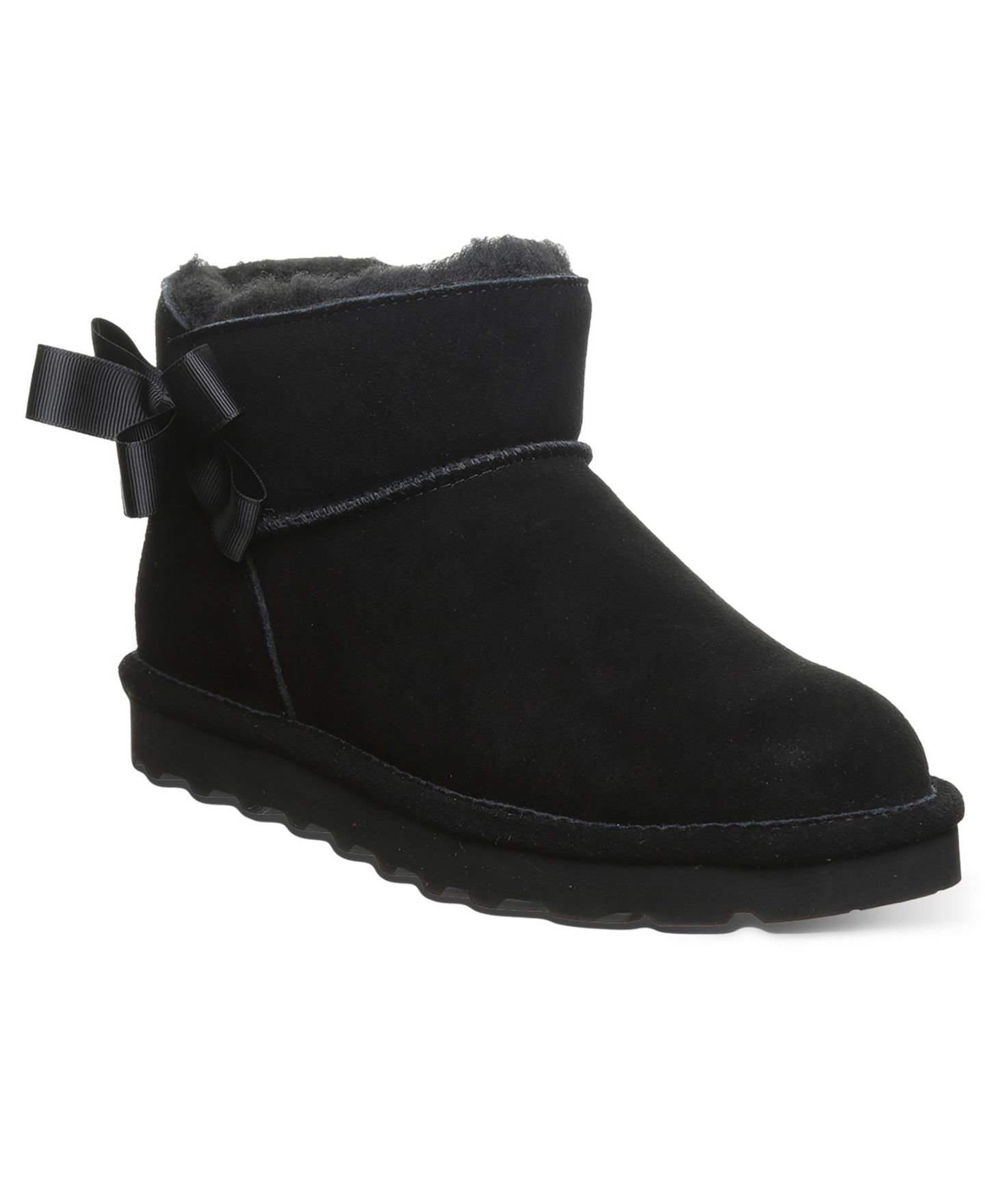Женские ботинки BEARPAW Saige Ribbon Bow Detail Ankle Booties, цвет: Чёрный — фото 1