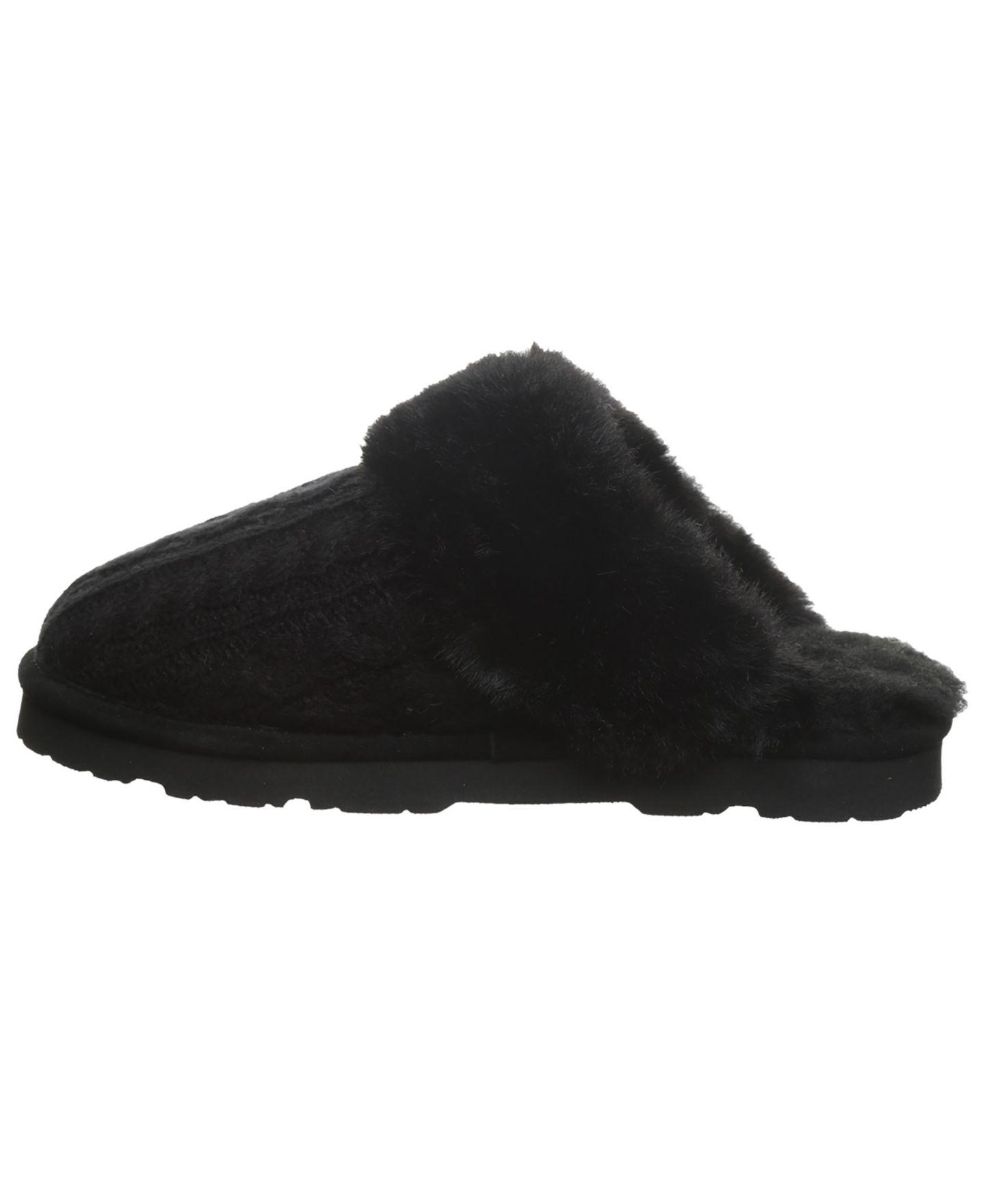 Женские тапочки BEARPAW Rumie Cable Knit Slip-On Slippers, цвет: Чёрный — фото 6