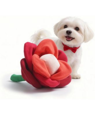 Rose Blossom Dog Valentines Toy, Squeaky and Crinkle Rose with Tearable Petals, Hide and Seek Enrichment Toy for Dogs