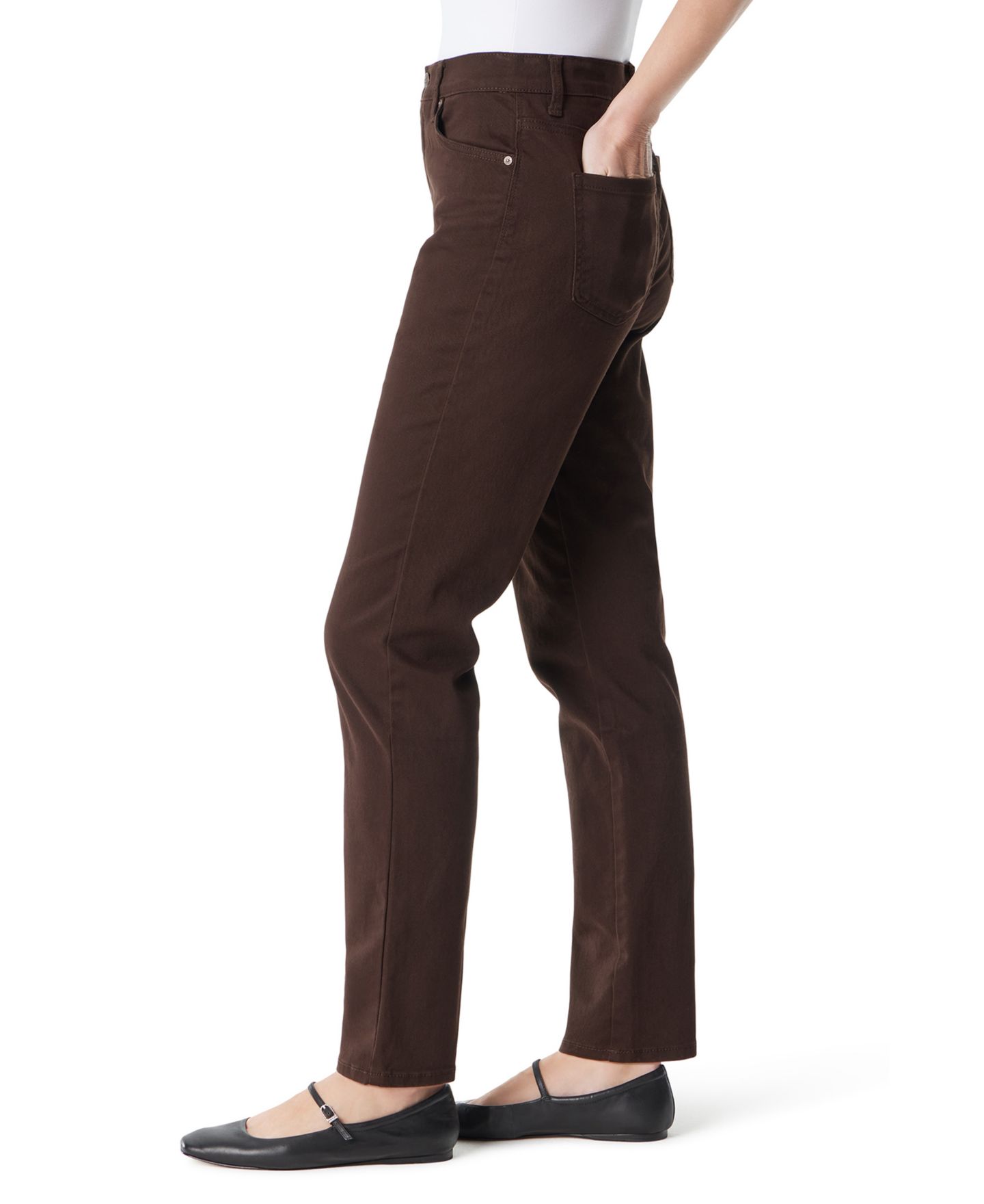 Женские джинсы Gloria Vanderbilt Amanda High-Waisted Straight-Leg, цвет: Кофейный — фото 2