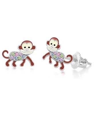 Kids Monkey Hypoallergenic Earrings for Girls with Surgical Titanium Screwbacks