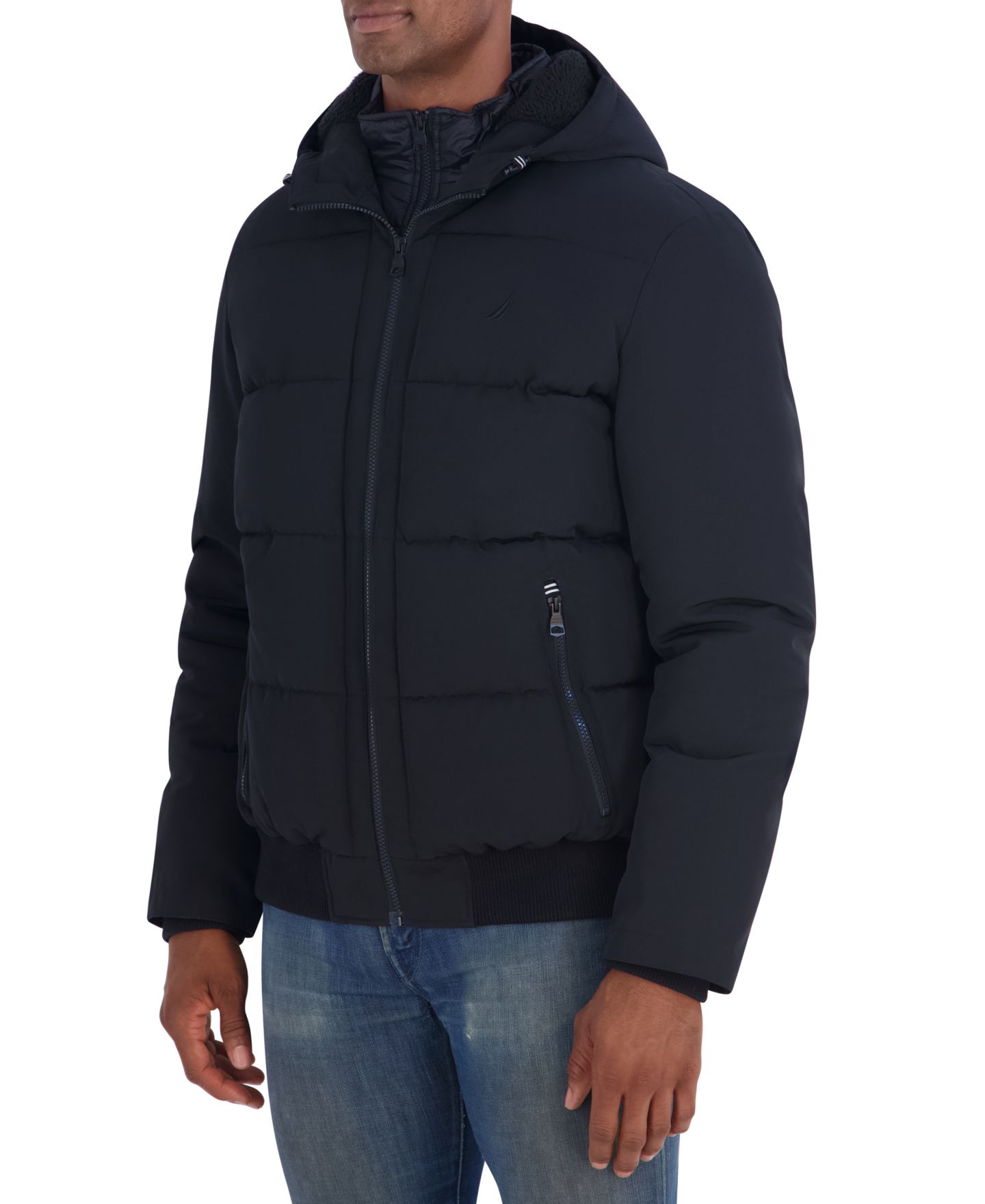 Мужская куртка Nautica Mix-Quilted Bomber, цвет: Чёрный — фото 3
