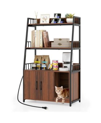 Cat Litter Box Enclosure Furniture 52 in Storage Cabinet with Charging Station