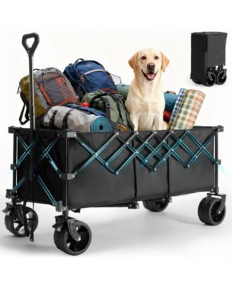 Foldable Wagon Cart,440lbs Capacity heavy-duty steel frame, Large-capacity gardening cart, All-terrain tires for camping