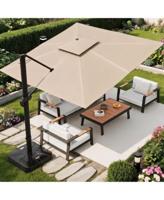  10x10 FT Square Cantilever Patio Umbrella, 360degree(s) Rotatable Adjustable Height Heavy-Duty Aluminum Outdoor Shade for Pool Garden Backyard