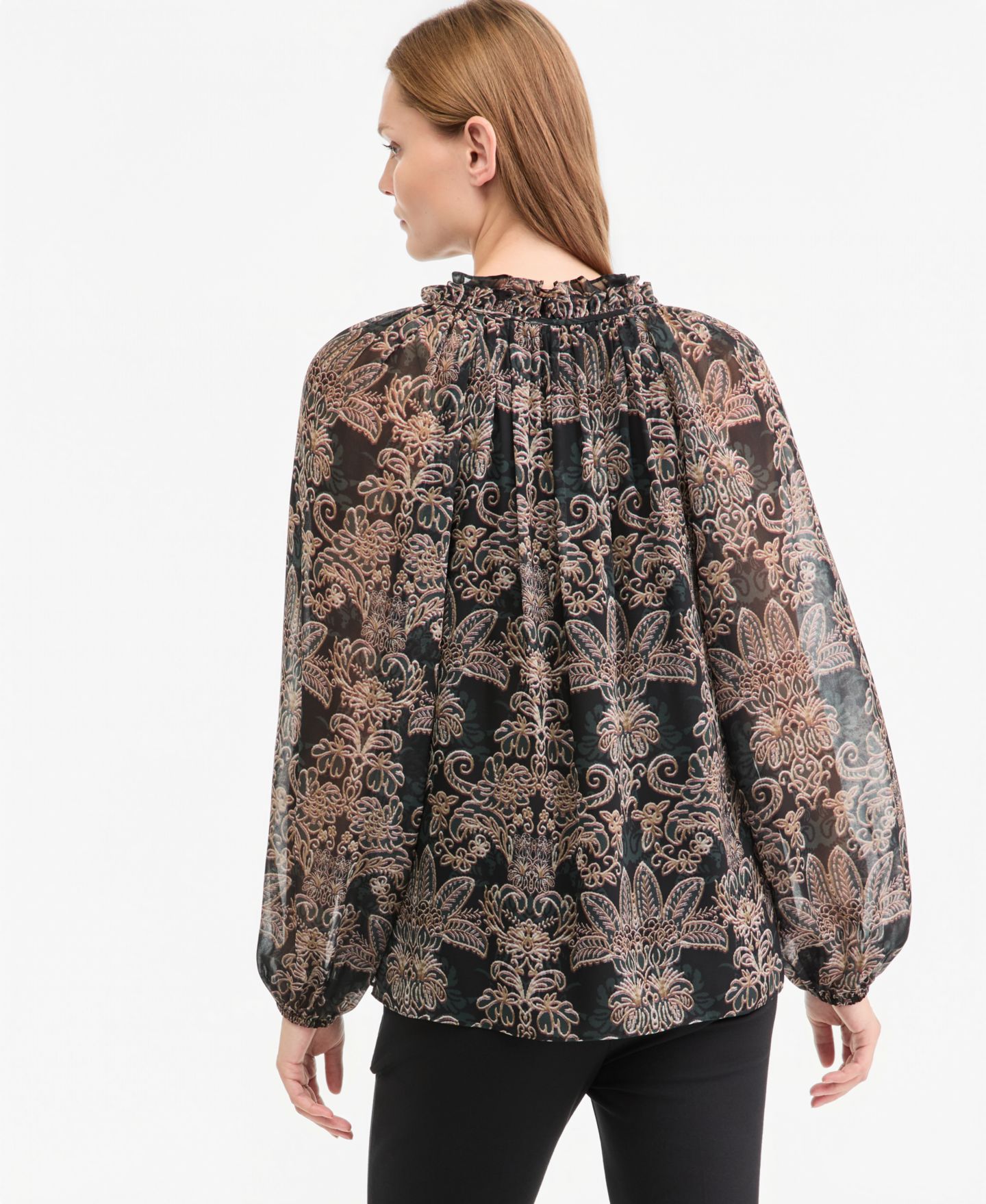 Женская блузка Kobi Halperin Yale Sheer Chiffon Long-Sleeve, цвет: Натуральный разноцветный — фото 3