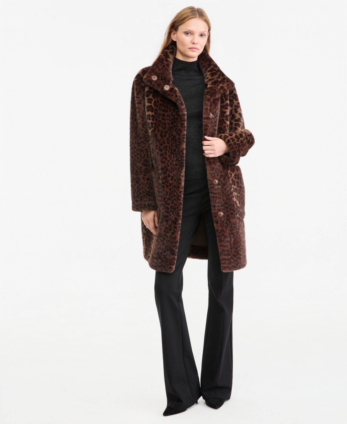 Kobi Halperin Women's Emilia Leopard-Print Faux-Fur Mid-Length Jacket