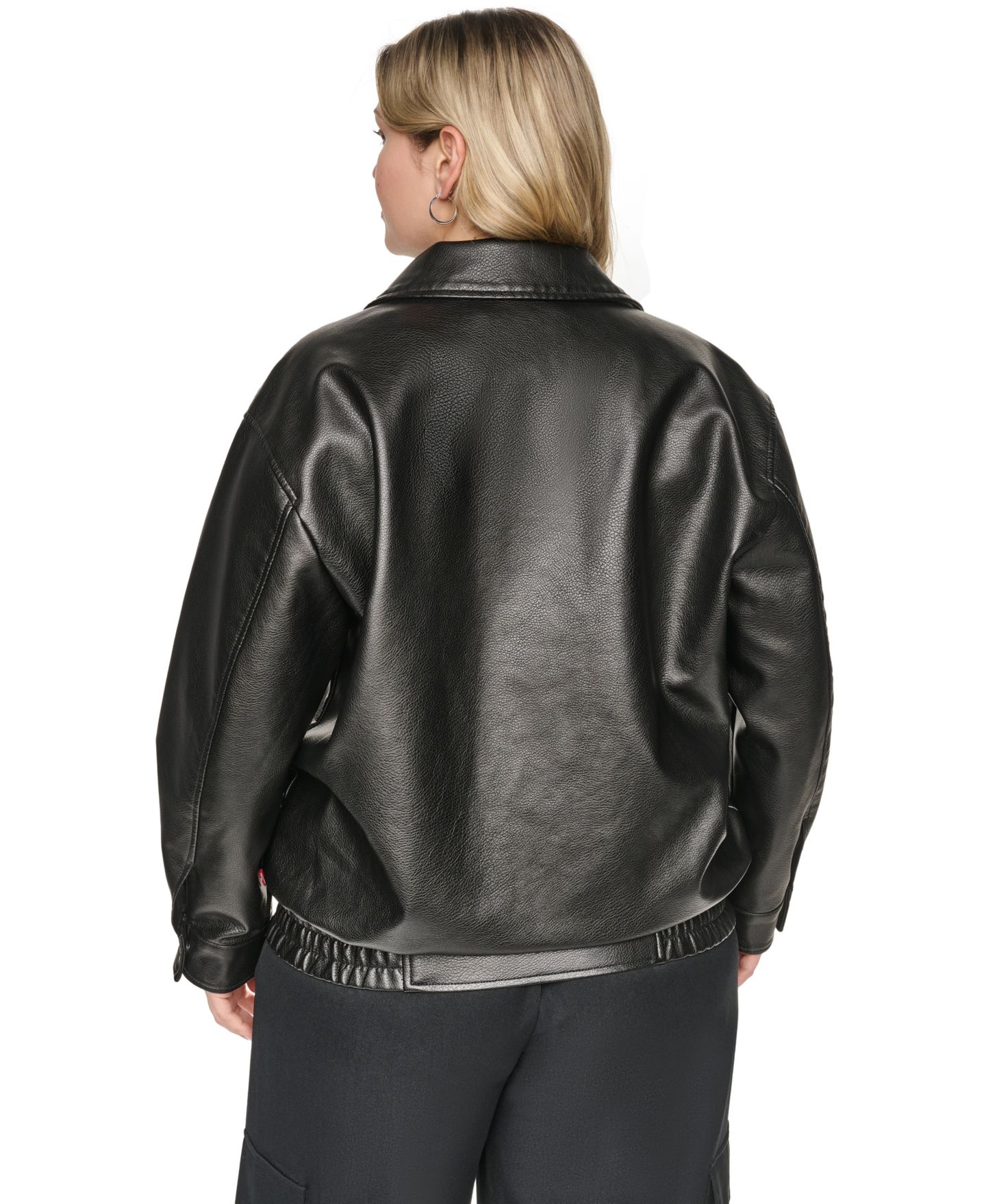 Женская куртка Levi's Plus Size Relaxed-Fit Faux Leather Bomber, цвет: Чёрный — фото 5