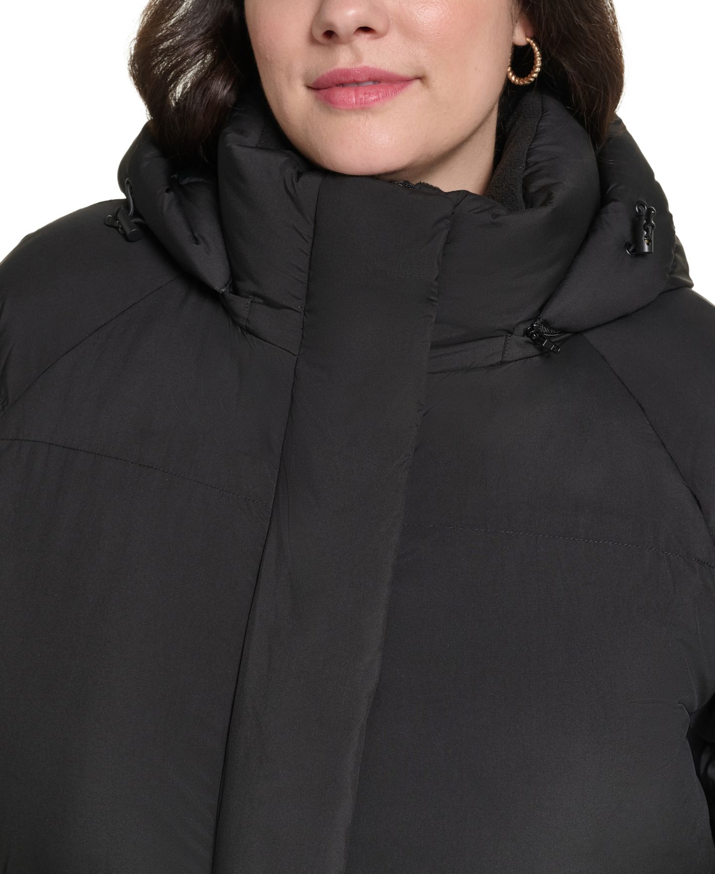 Женская куртка Levi's Plus Size Hooded Puffer Mid-Length, цвет: Чёрный — фото 4