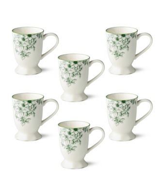 Winter Evergreen Mugs, Set of 6