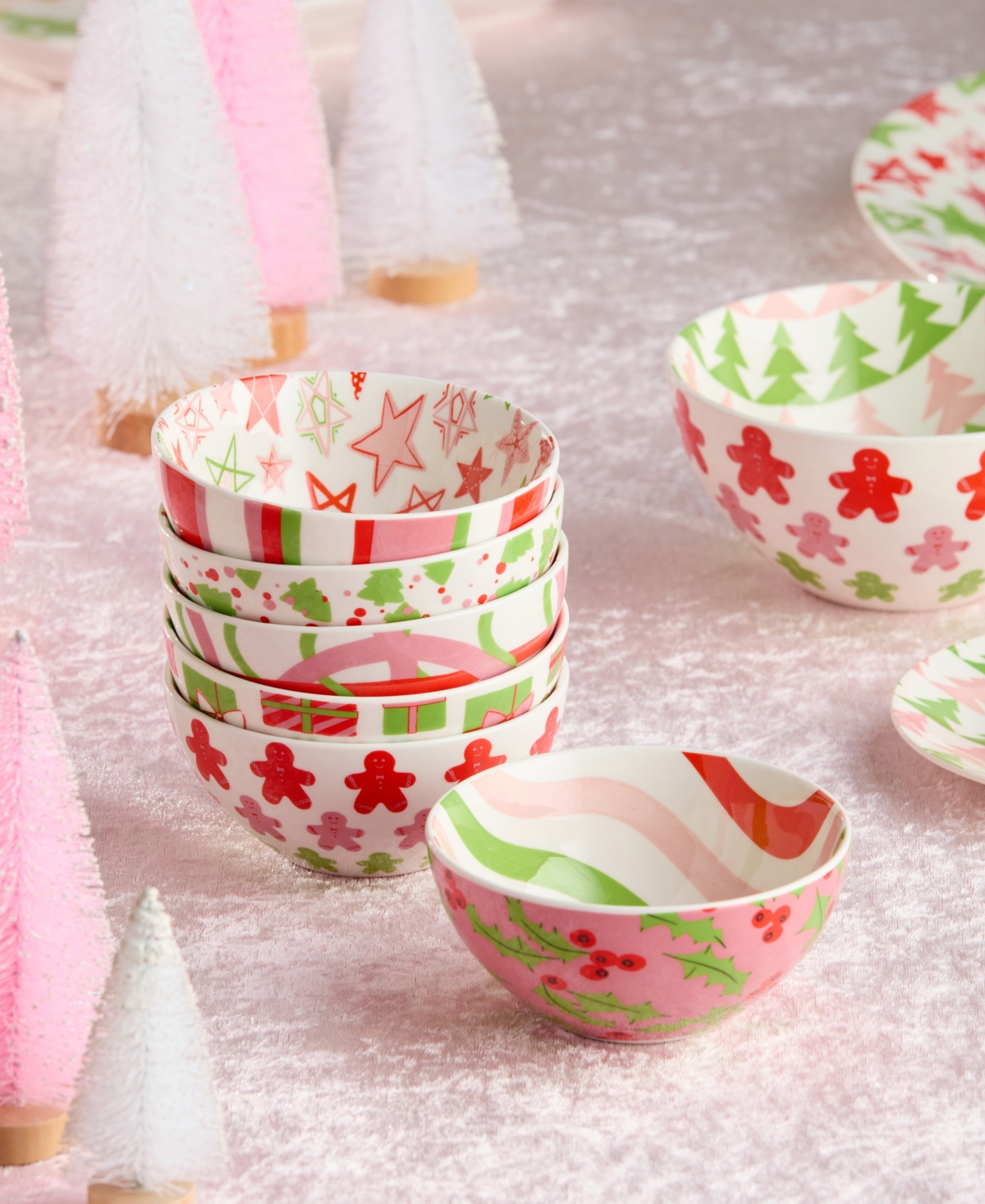 Certified International Scarlet Ribbon All-Purpose Bowls, Set of 6