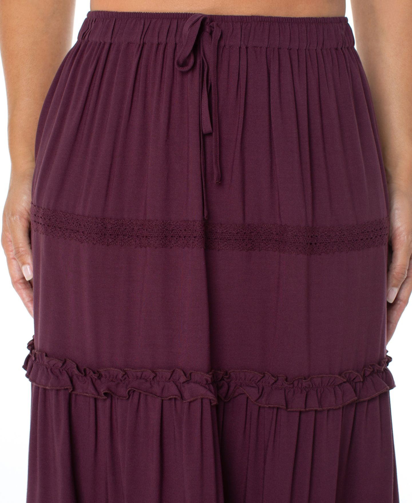 Женская юбка Celebrity Pink Juniors' Tiered Pull-On Maxi, цвет: Malbec — фото 4