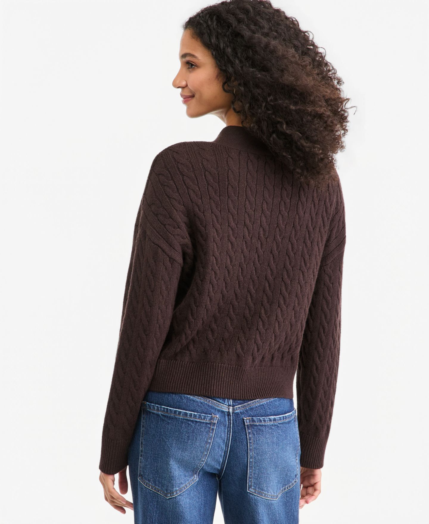Женский кардиган On 34th Cable-Knit 3 Button V-Neck, цвет: Ganache — фото 2