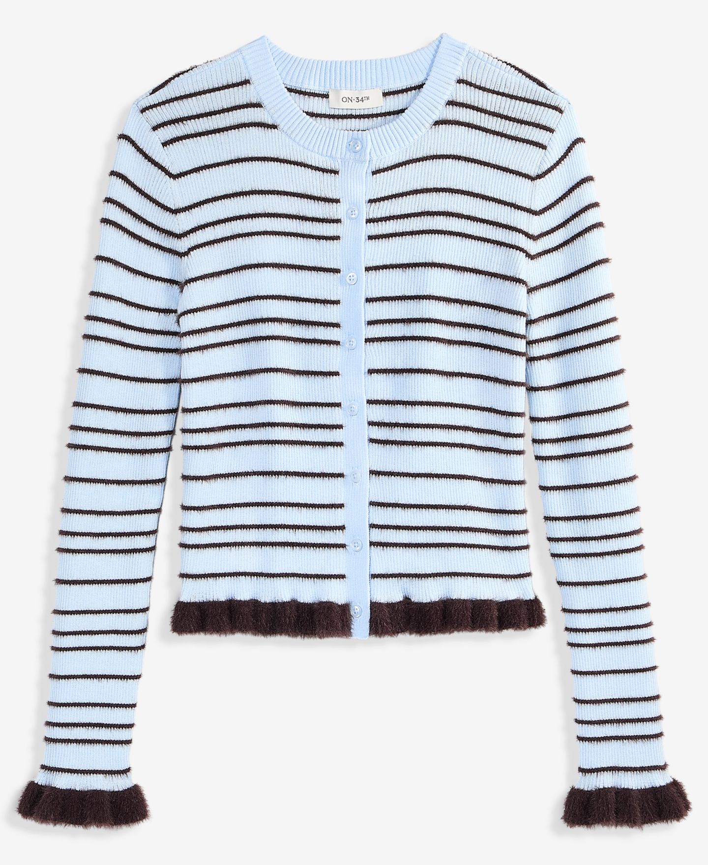 Женский кардиган On 34th Eyelash-Stripe Ruffle-Trim Crewneck, цвет: Бриллиантовый синий комбинированный — фото 6