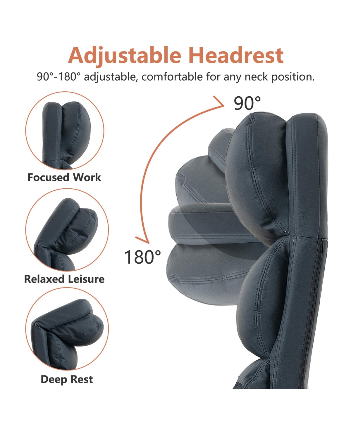 Dyhome Pu Leather Cross-legged Office Chair with Flip-up Arms and Adjustable Headrest