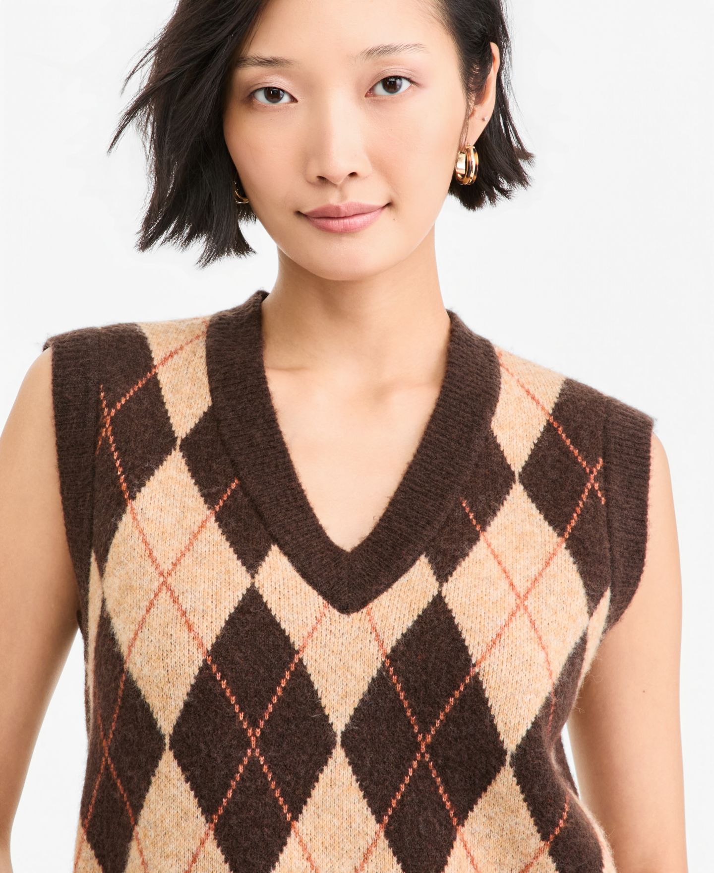 Женский жилет On 34th Argyle V-Neck Sleeveless Sweater Vest, цвет: Ganache — фото 4