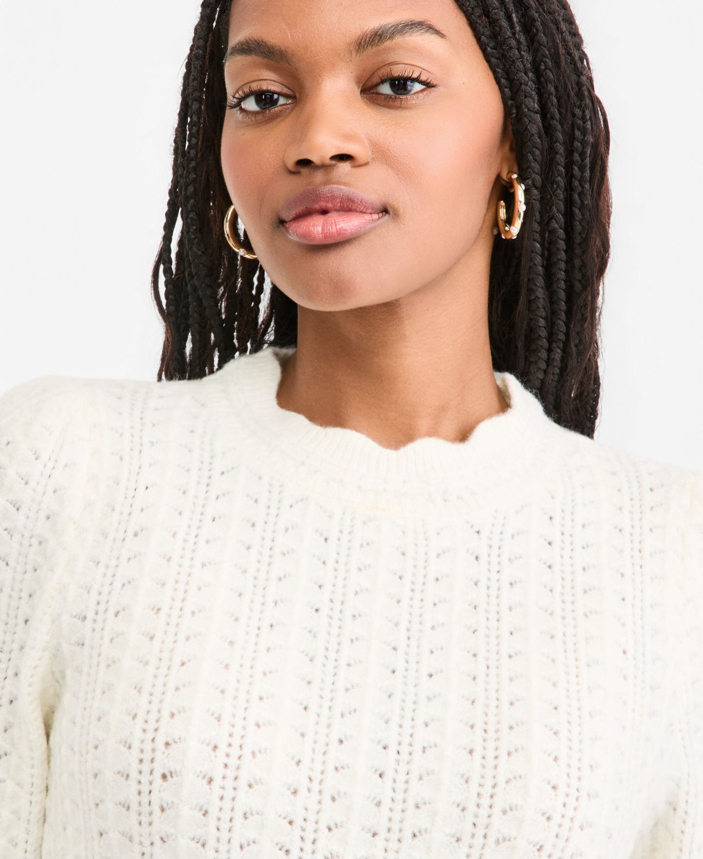 Женский свитер On 34th Pointelle Mock Neck Pullover, цвет: Зимняя слоновая кость — фото 4