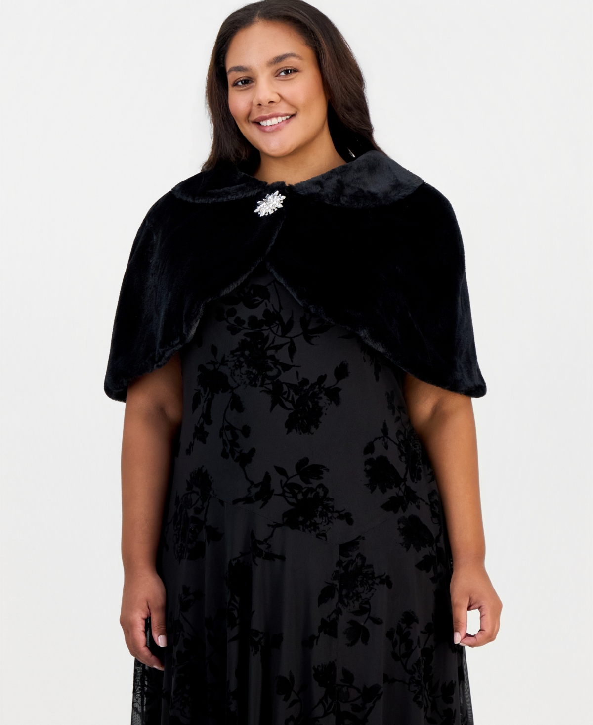 Invitee Women's Plus Peter Pan Collar Polyester Faux Fur Cropped Bolero