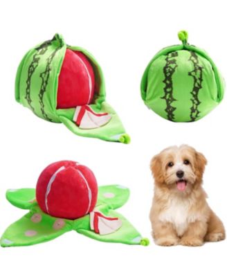 4 in 1 Watermelon Dog Enrichment Toy, 3 Squeaky Slices with Rind Snuffle Mat, Hide and Seek Treat Puzzle Toy for All Breeds