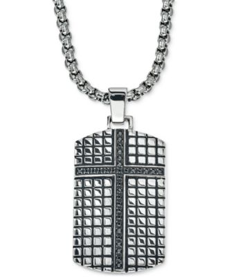 Men's Stainless Steel Gold Dog Tag Cross Pendant Necklace