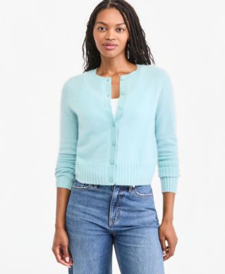 Women's Cropped Brushed Cashmere Shrunken Cardigan