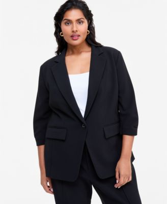 Plus Size Stretch 3/4-Sleeve Blazer