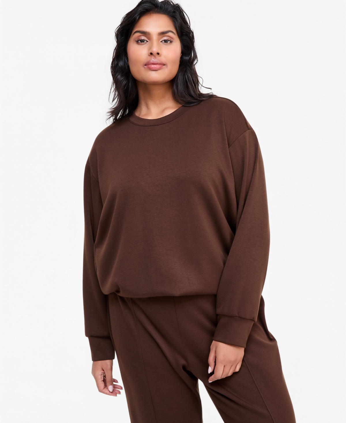 I.n.c. International Concepts Plus Long-Sleeve Crew Neck Sweatshirt, Macy's Exclusive