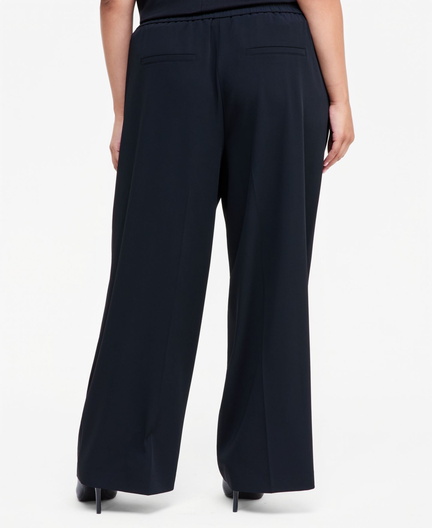 Женские брюки I.N.C. International Concepts Plus Size High-Waist Wide-Leg Pull-On, цвет: Глубокий чёрный — фото 5