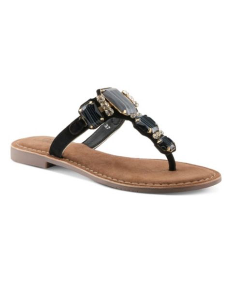 Женские сандалии Azura Agates Jeweled with Soft Footbed for All-day Ease, цвет: Чёрный замшевый