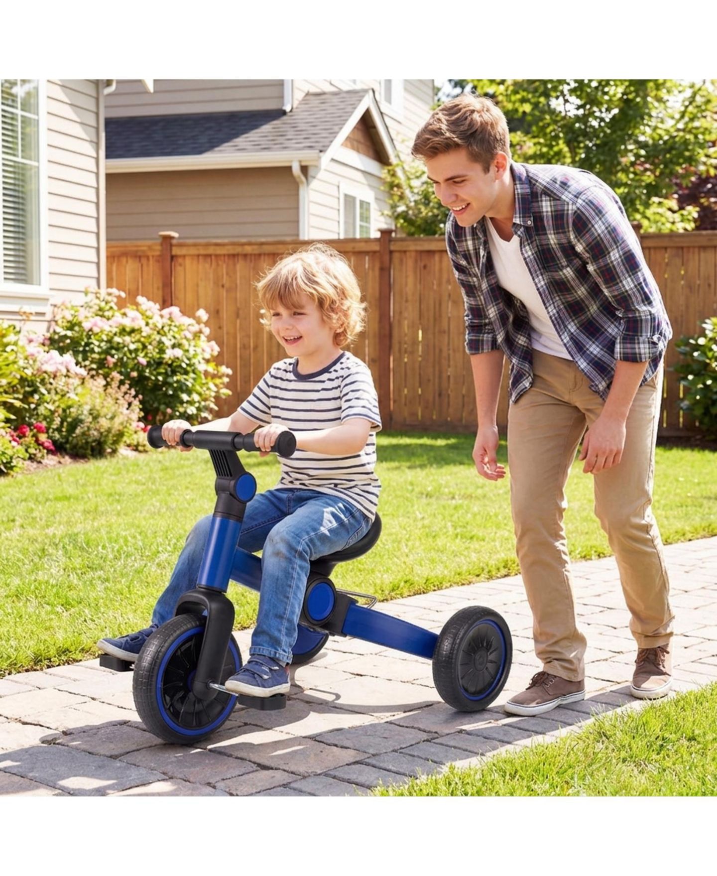 Детская игрушка HONGGE 5-in-1 Toddler Balance Bike with Removable Pedals and Adjustable Handlebar, 66 lb. Capacity, Ages 2-4, цвет: Синий — фото 2