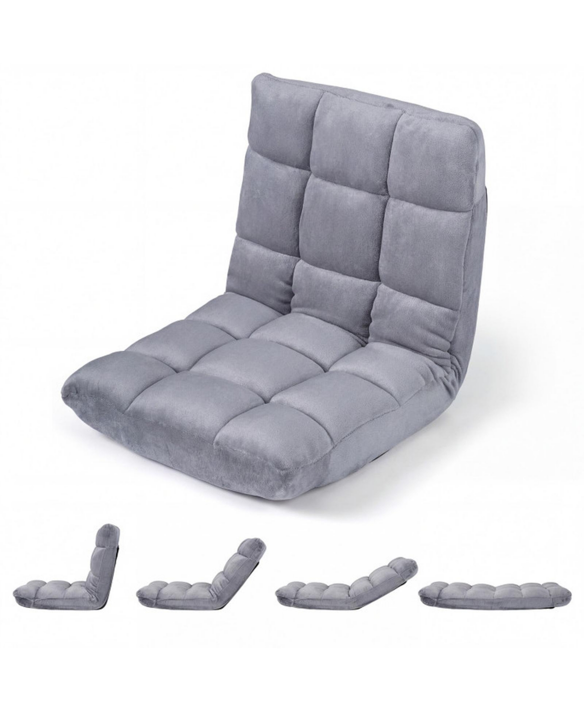 Sugift Foldable 14-Position Floor Chair with High-Density Sponge and Flannel Cover