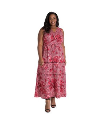 Plus Size Curvy Sleeveless Leopard Print Maxi Dress