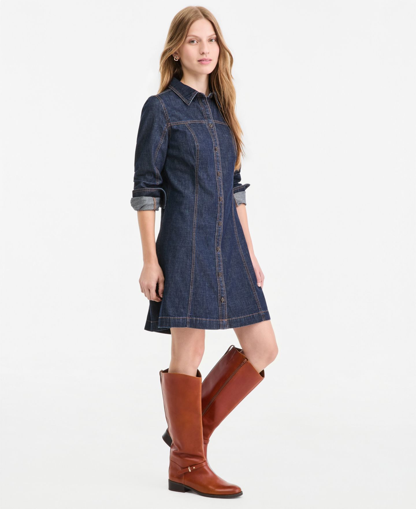 Женское платье On 34th Denim Long-Sleeve Mini, цвет: Варёный — фото 3
