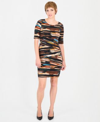 Women's Bateau-Neck Elbow-Sleeve Sheath Dress