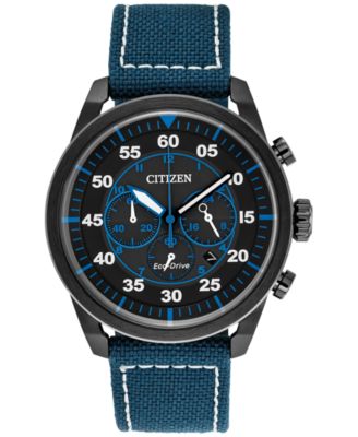 Citizen - Men's Chronograph Avion Blue Nylon Strap Watch 45mm CA4215-39E